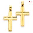 14K Gold  Reversible Diamond Cut Cross Pendant