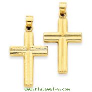 14K Gold  Reversible Diamond Cut Cross Pendant