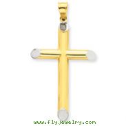 14K Gold & Rhodium 3-D Hollow Cross Pendant