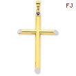 14K Gold & Rhodium 3-D Hollow Cross Pendant