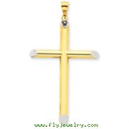 14K Gold & Rhodium 3-D Hollow Cross Pendant