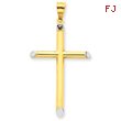 14K Gold & Rhodium 3-D Hollow Cross Pendant