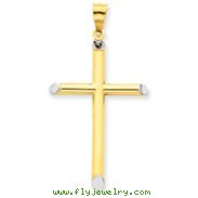 14K Gold & Rhodium 3-D Hollow Cross Pendant