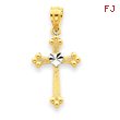 14K Gold & Rhodium Budded Cross Charm