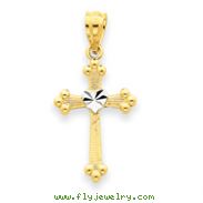 14K Gold & Rhodium Budded Cross Charm