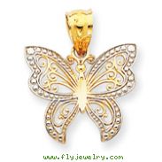 14K Gold & Rhodium Butterfly Charm