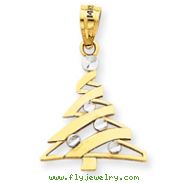 14K Gold & Rhodium Christmas Tree Pendant