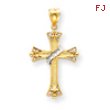 14K Gold & Rhodium Cross Pendant