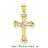 14K Gold & Rhodium Cross Pendant