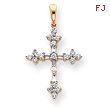 14K Gold & Rhodium Diamond Cross Pendant