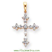 14K Gold & Rhodium Diamond Cross Pendant