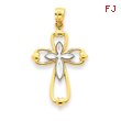 14K Gold & Rhodium Diamond-cut Cross Pendant