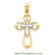 14K Gold & Rhodium Diamond-cut Cross Pendant