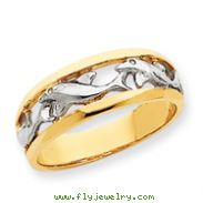 14K Gold & Rhodium Dolphin Ring