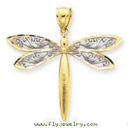 14K Gold & Rhodium Dragonfly Pendant