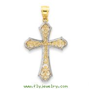 14K Gold & Rhodium Filigree Cross Pendant