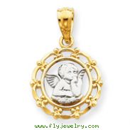 14K Gold & Rhodium Framed Cherub Pendant