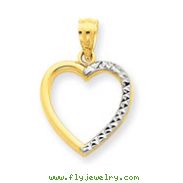 14K Gold & Rhodium Half Diamond-Cut Heart Pendant