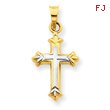 14K Gold & Rhodium Hollow Cross Charm