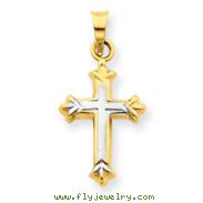 14K Gold & Rhodium Hollow Cross Charm