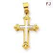 14K Gold & Rhodium Hollow Cross Pendant