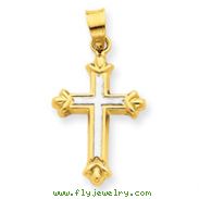 14K Gold & Rhodium Hollow Cross Pendant