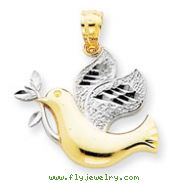 14K Gold & Rhodium Peace Dove Pendant