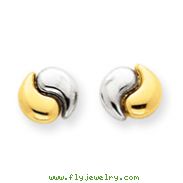 14K Gold & Rhodium Polished Fancy Post Ear