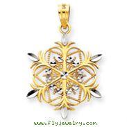 14K Gold & Rhodium Snowflake Pendant