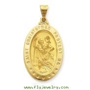 14K Gold  Saint Christopher Medal Pendant