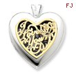 14K Gold & Sterling Silver Heart With  I Love You Locket