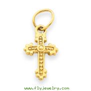 14K Gold  Tiny Budded Cross Charm