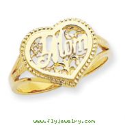 14K Gold #1 Mom In Heart Ring