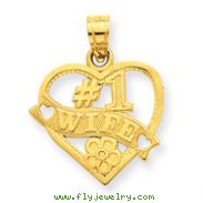 14K Gold #1 Wife Heart Pendant