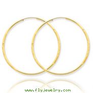 14K Gold 1.5x42mm Satin Diamond-Cut Endless Hoop Earrings