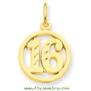 14K Gold #16 In A Circle Pendant