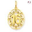 14K Gold #16 In Oval Circle Pendant