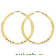 14K Gold 2x34mm Satin Diamond-Cut Endless Hoop Earrings