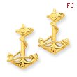 14K Gold 3-D Anchor With Rope Post Earrings
