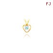 14K Gold 3mm Blue Zircon Heart Birthstone Necklace