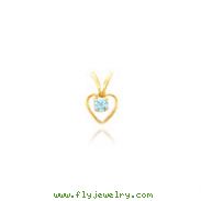 14K Gold 3mm Blue Zircon Heart Birthstone Necklace
