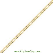14K Gold 3mm Concave Open Figaro Bracelet