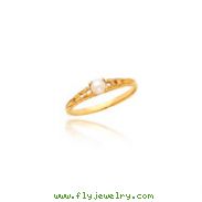 14K Gold 3mm Cultured Pearl Birthstone Baby Ring