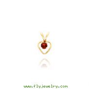 14K Gold 3mm Garnet Heart Birthstone Necklace