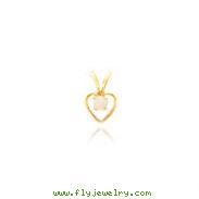 14K Gold 3mm Opal Heart Necklace