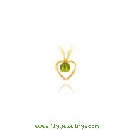 14K Gold 3mm Peridot Heart Birthstone Necklace