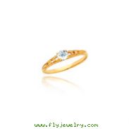 14K Gold 3mm White Zircon Birthstone Baby Ring