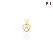 14K Gold 3mm White Zircon Heart Birthstone Necklace