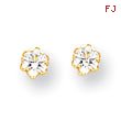 14K Gold 4mm Synthetic White Topaz Screwback Earrings