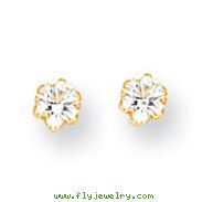 14K Gold 4mm Synthetic White Topaz Screwback Earrings